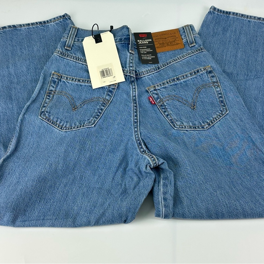 Levi's 80s Balloon Leg Jeans Blue High Rise Yoke Denim Premium Women Size 24 - Picture 5 of 6